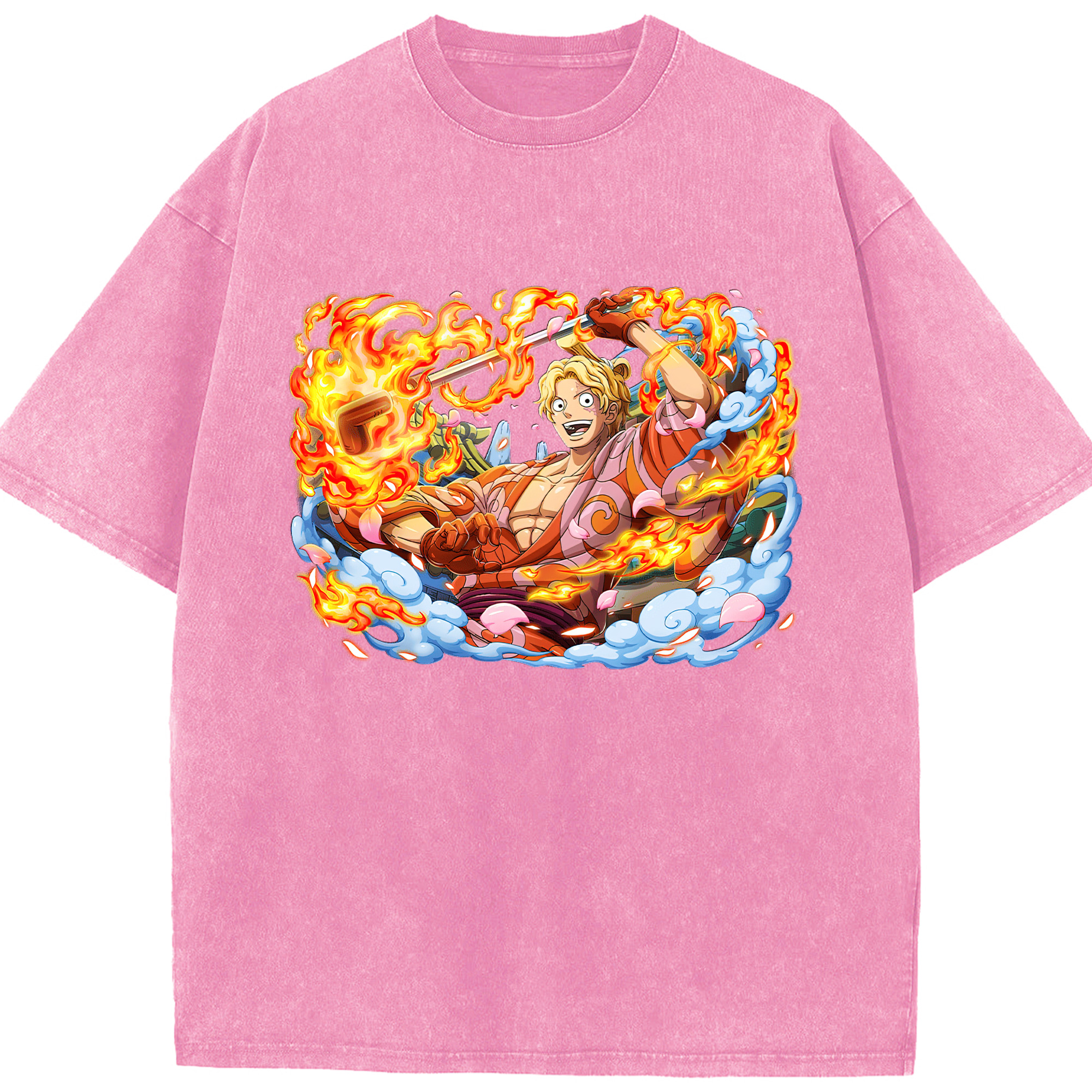 （画像用） ワンピース サンジ ONE PIECE Sanji 綿100% ヴィンテージ風 半袖Tシャツ（フロントプリント）